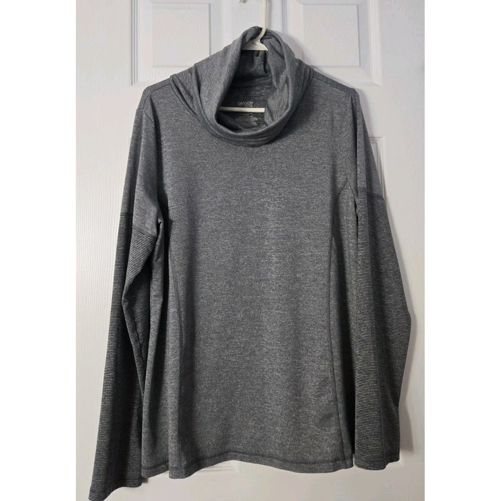 Danskin Now‎ Athletic Micro  Stretchy L/S Woman's Blue Gray Turtle Neck XXL